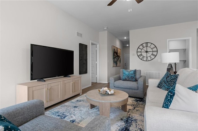 37767 W 207th Ter, Edgerton, KS 66021 - living area featuring a ceiling fan and wood finished floors