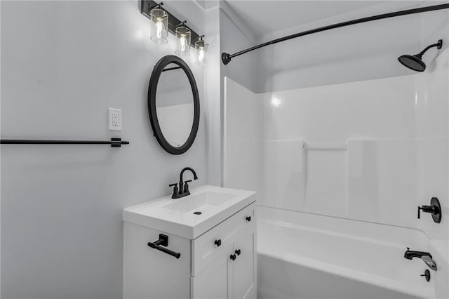 bathroom with vanity and bathtub / shower combination