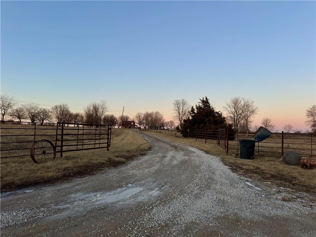 view of street featuring a rural view