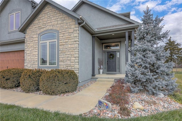 entrance to property with a garage