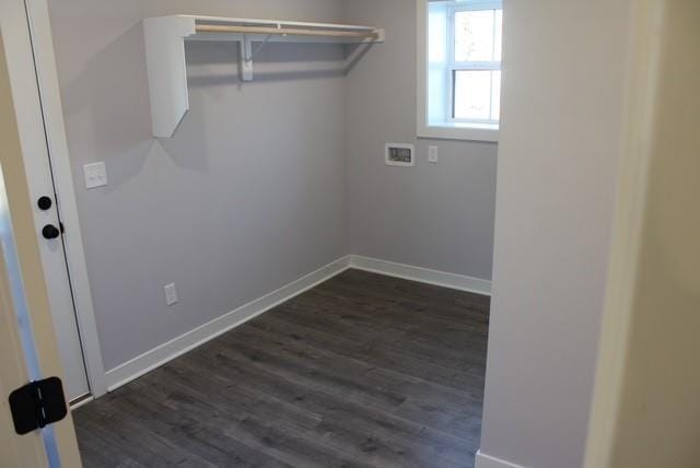 laundry area with washer hookup and dark hardwood / wood-style floors