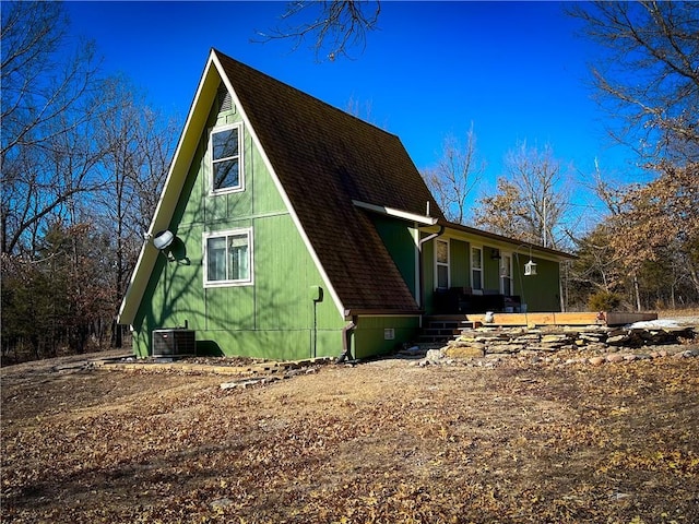 view of home's exterior featuring central AC