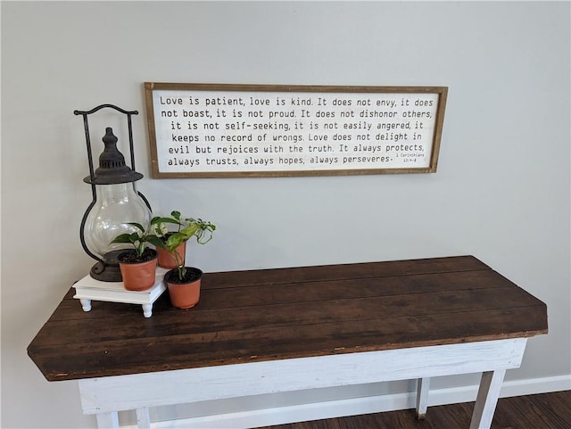 interior details with hardwood / wood-style flooring