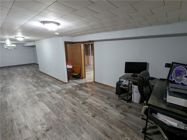 office area with hardwood / wood-style floors