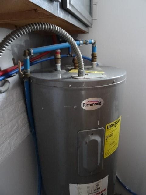 utility room featuring water heater