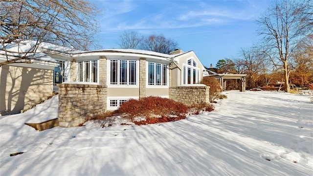 view of snow covered exterior