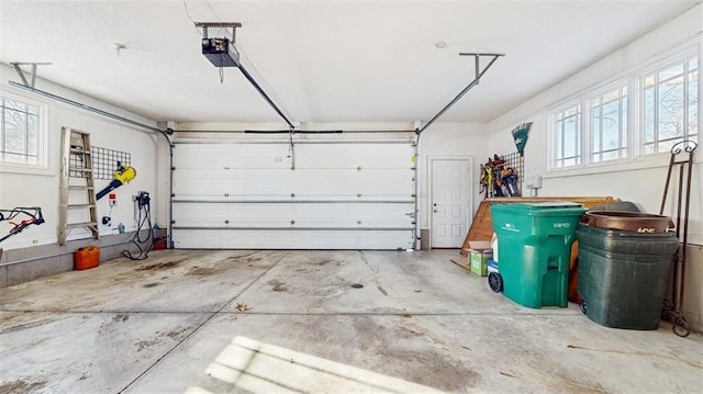 garage with a garage door opener