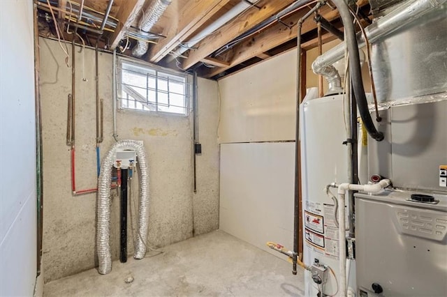 basement featuring water heater