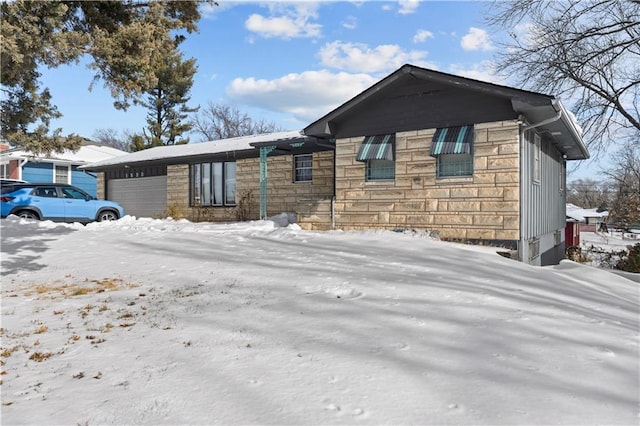 exterior space featuring a garage