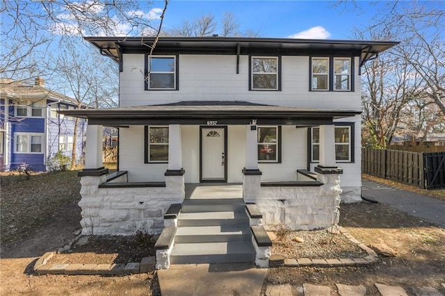 view of front of house featuring covered porch