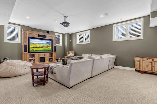 view of carpeted cinema room