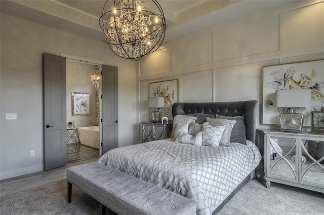 17028 Parkhill St, Overland Park, KS 66221 - bedroom featuring a chandelier, carpet, baseboards, and a towering ceiling