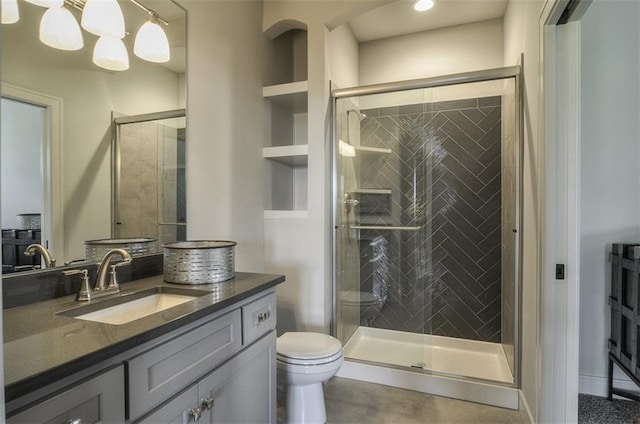 17028 Parkhill St, Overland Park, KS 66221 - bathroom with toilet, vanity, and a shower stall