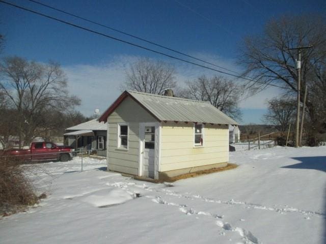 view of snow covered exterior