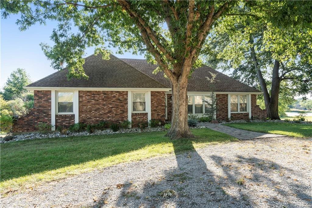 ranch-style home with a front yard