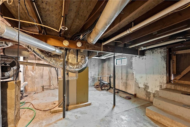 basement with heating unit