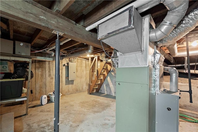 basement featuring electric panel