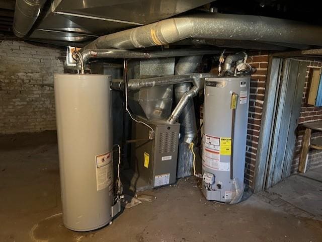 utility room with water heater