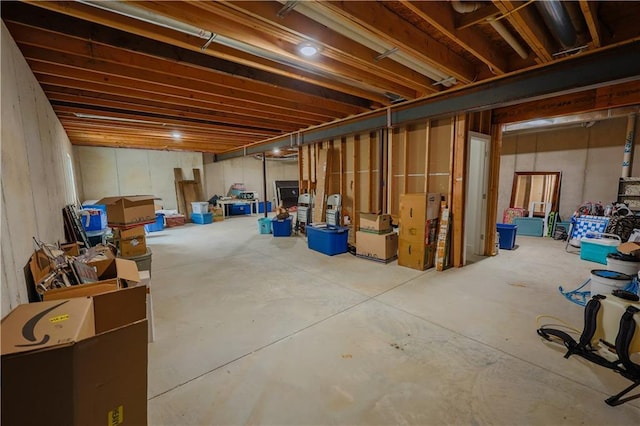 view of unfinished basement