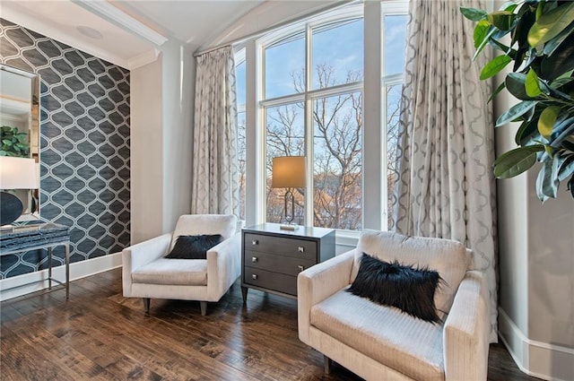 living area featuring dark hardwood / wood-style flooring