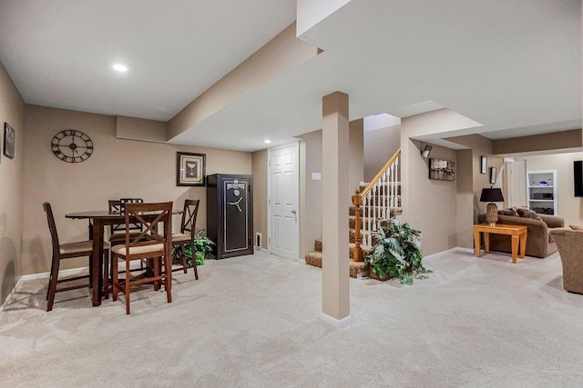 view of carpeted dining room