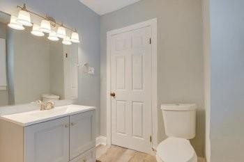 bathroom with toilet and vanity