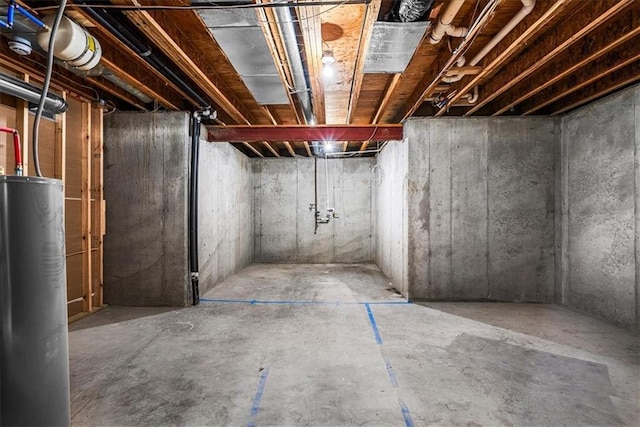 basement with water heater