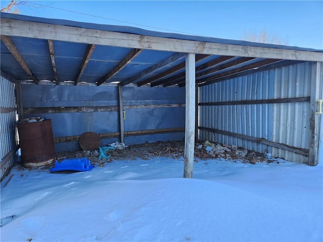 view of snow covered patio