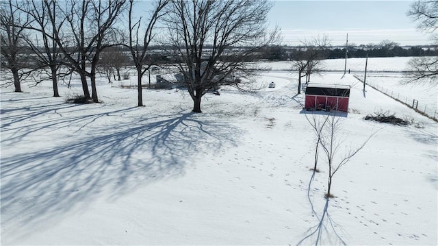 view of yard covered in snow