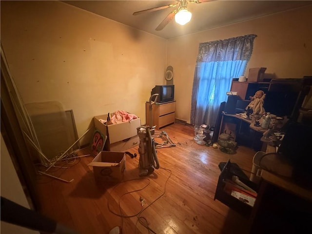 interior space featuring ceiling fan and light hardwood / wood-style floors