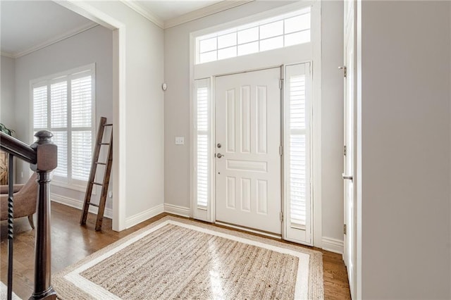 entryway with crown molding