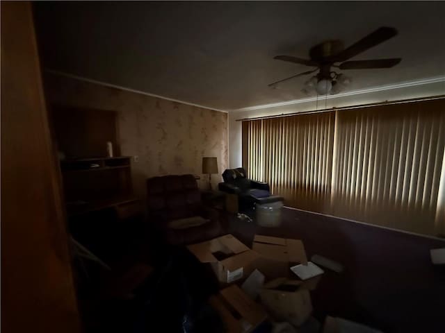 miscellaneous room featuring ceiling fan