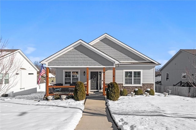 view of front of home with covered porch