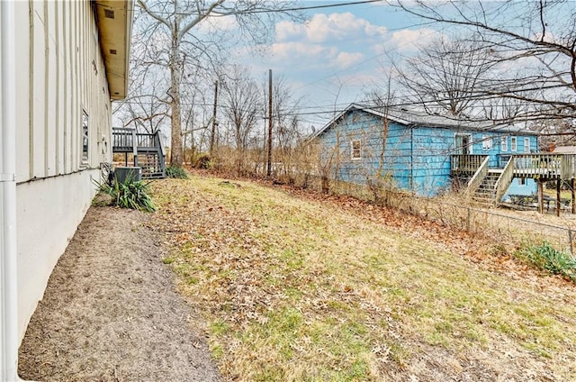 view of yard featuring a deck