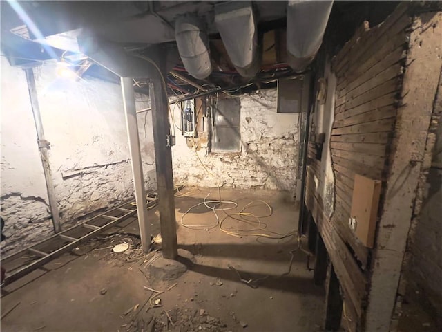 basement with electric panel