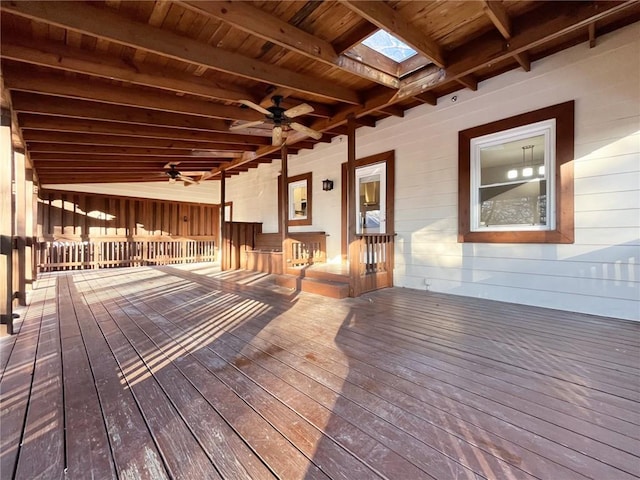 wooden terrace with ceiling fan