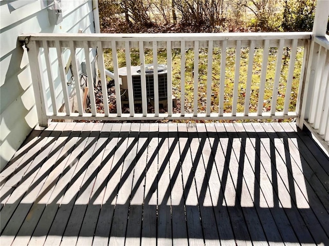 wooden deck featuring central AC