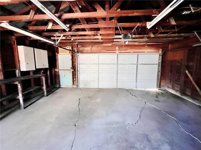 garage with a garage door opener