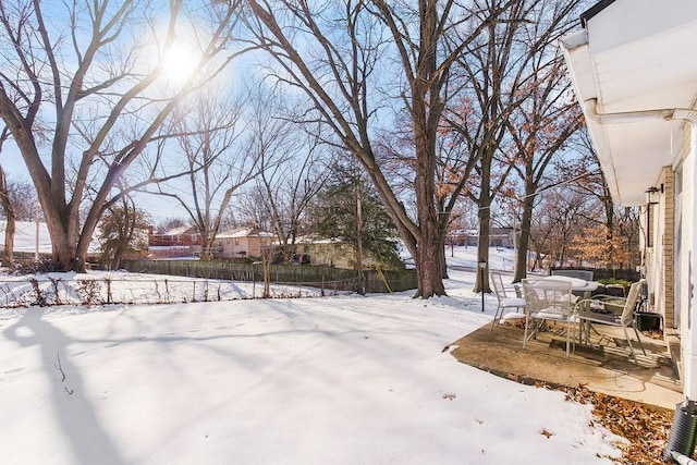 view of yard covered in snow