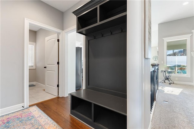 mudroom featuring wood-type flooring