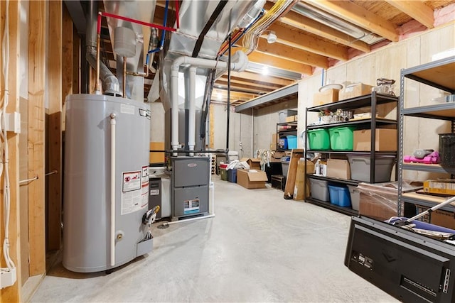 interior space with gas water heater