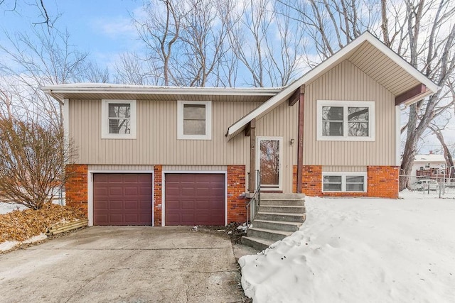 bi-level home with a garage