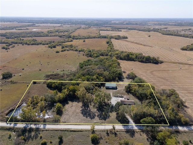 drone / aerial view with a rural view