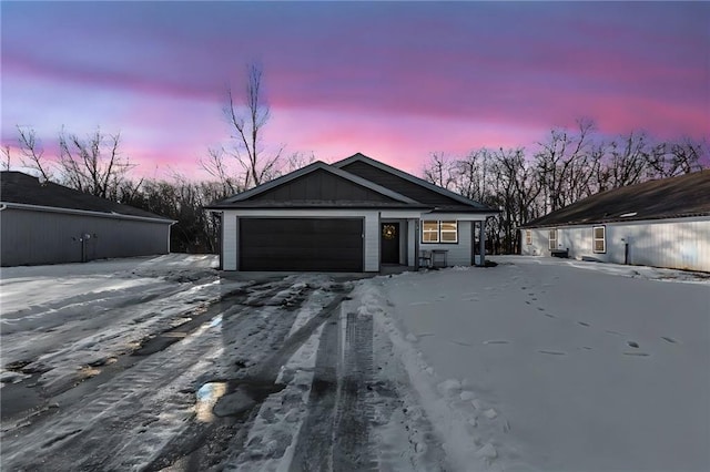 view of front of house with a garage