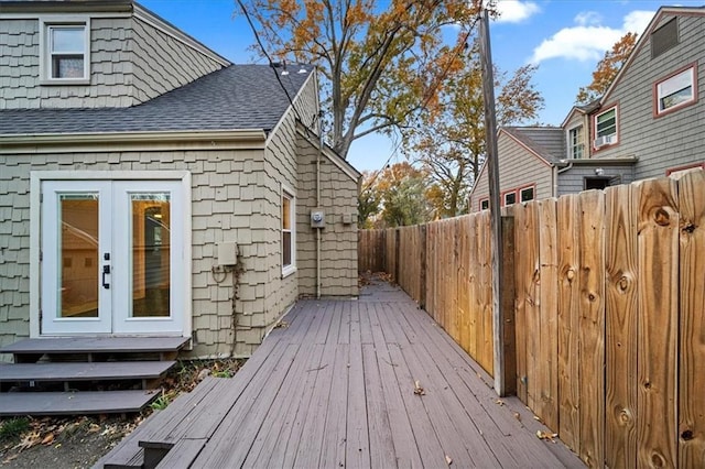 wooden deck with french doors