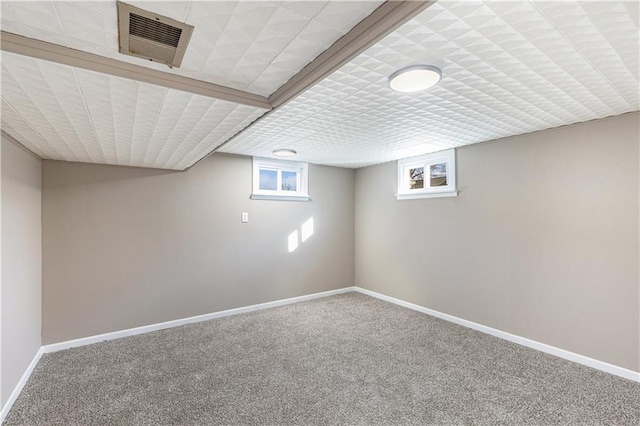 basement featuring carpet floors