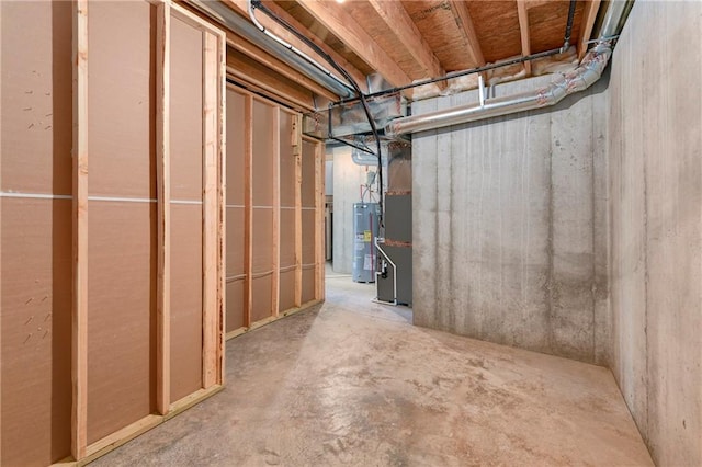 basement featuring water heater