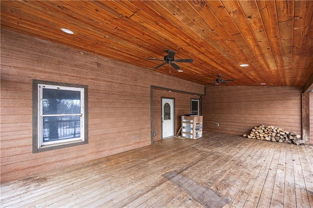 interior space featuring ceiling fan