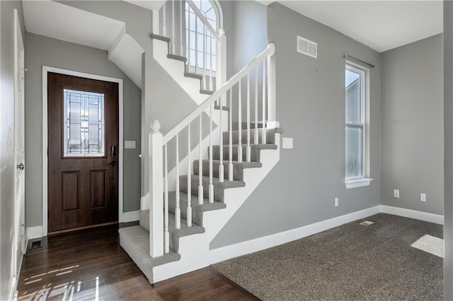 entryway featuring dark hardwood / wood-style flooring