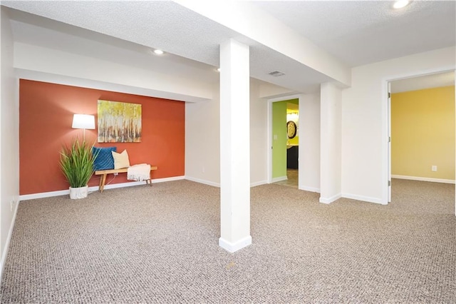 basement with carpet floors